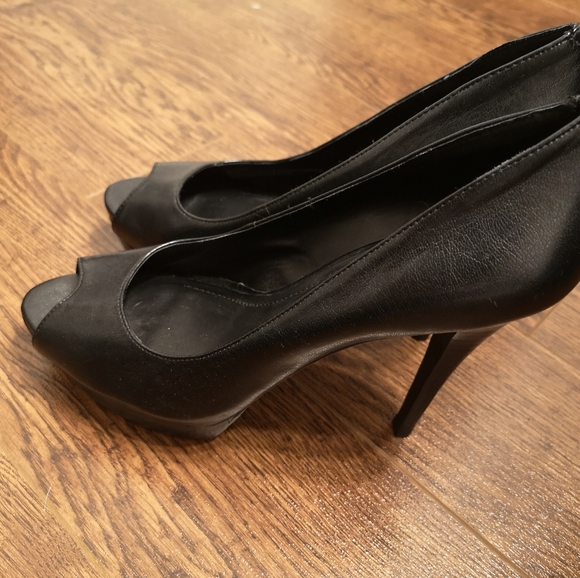BCBG Black Leather Heels - Picture 3 of 4